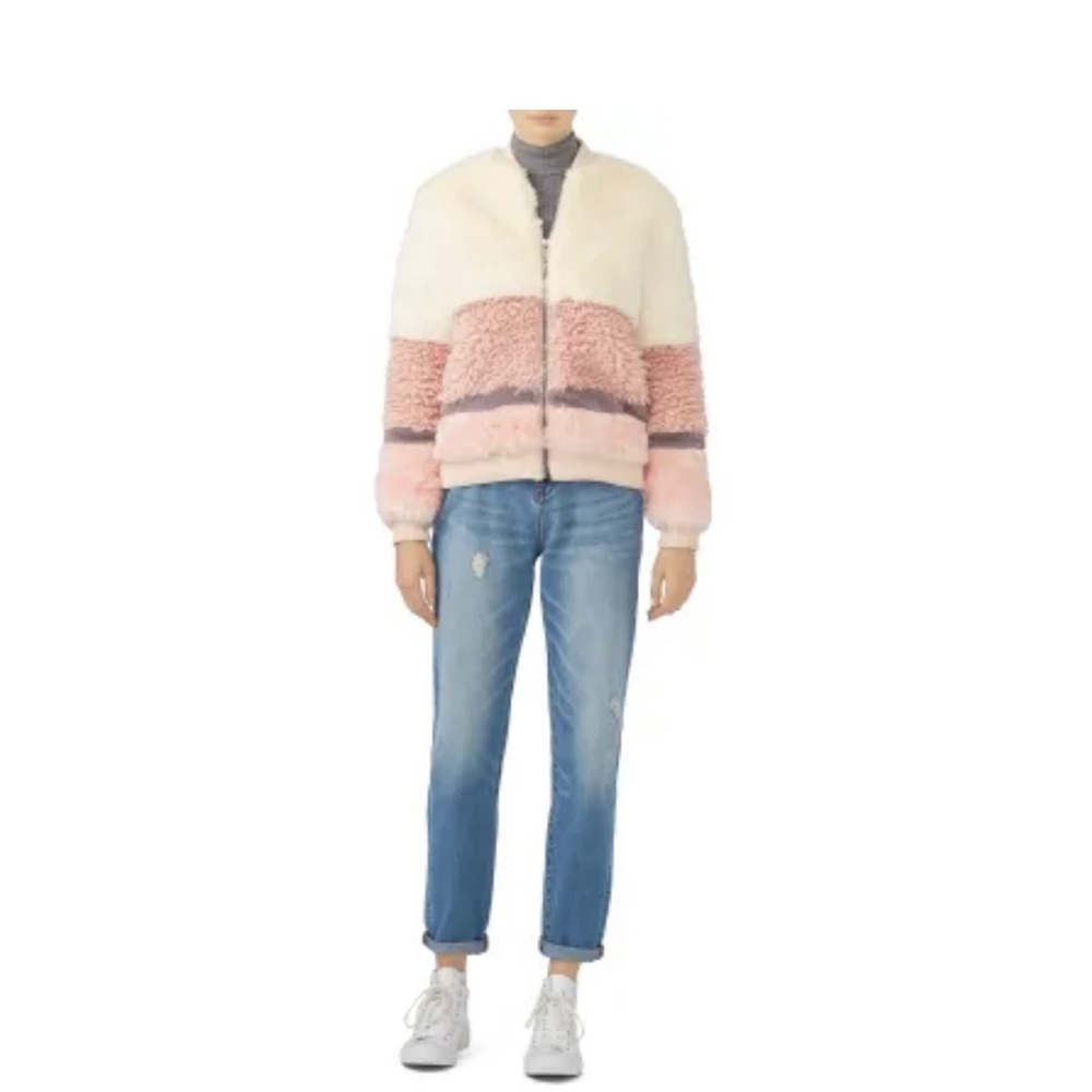 John + Jenn Cute, Fuzzy Pink Faux Fur Bomber Jacket (XS)
